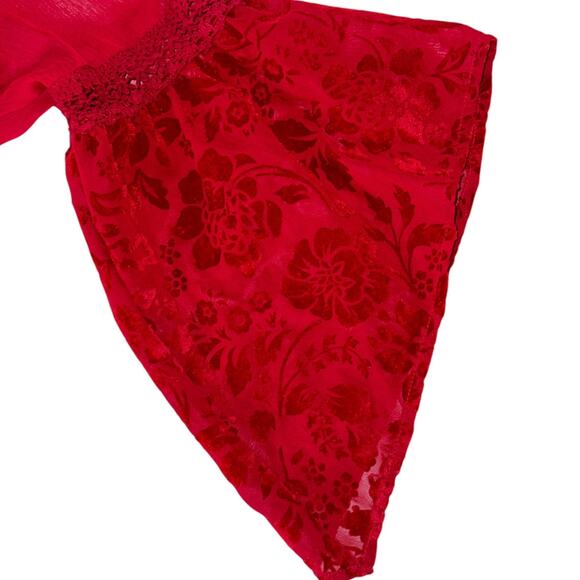 Band of Gypsies Sheer Overlay Red Baby Doll Flounce Mini Dress Size Small - Picture 9 of 14